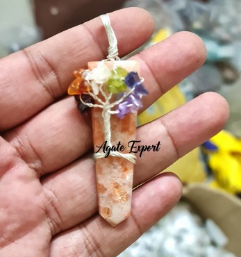 Sunstone Seven Chakra Tree Of Life Pendants