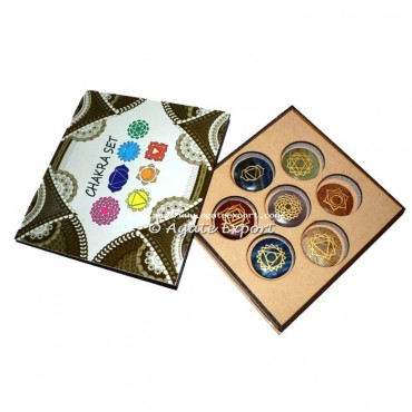 Accent Printed Engraved Seven Chakra Set with Box
