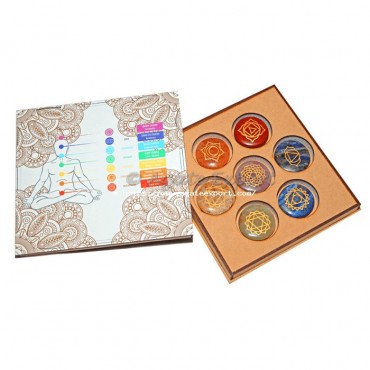 Engraved Seven Chakra Set with Buddha Mandala Printed Box