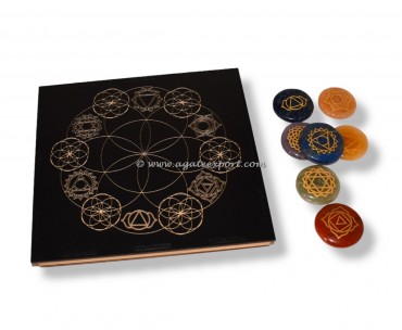 Seed Of life Chakra Box With Engraved 7 Chakra Set