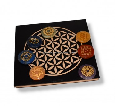 7 Chakra Stones With Flower Of Life Box