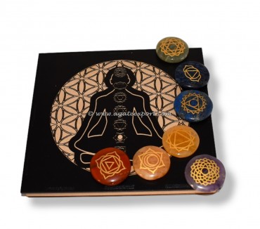 Chakra Stones With Buddha Flower Life Box