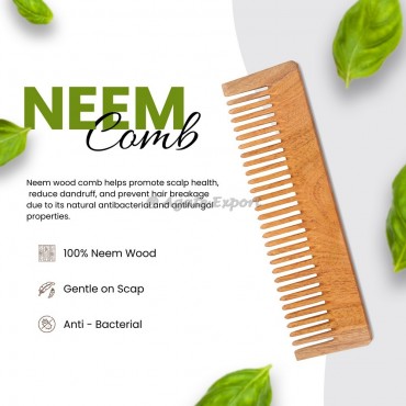 Wide Tooth Neem Wood Comb