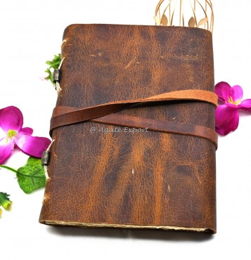 Vintage Leather Journal with Key & Strap Closure
