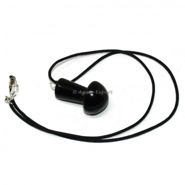 Black Agate Mushroom Pendant