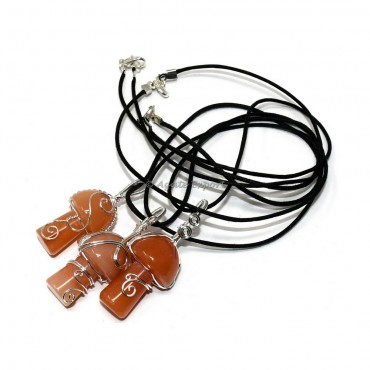 Peach Aventurine Mushroom Pendant