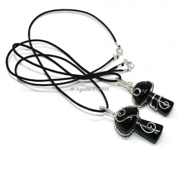 Black Agate Mushroom Pendant