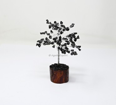 Black Tourmaline 100 Chips Silver Wire Tree