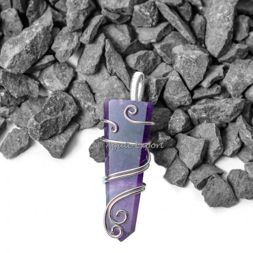 Amethyst Flat Pencil Wire Warp Healing Pendants