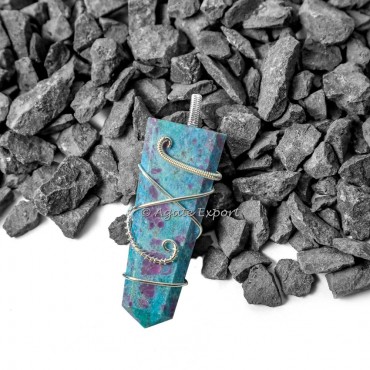 Ruby Zoisite Flat Pencil Wire Warp Healing Pendants