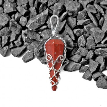 Red Jasper Six Faceted Wire Wrap Healing Pendants