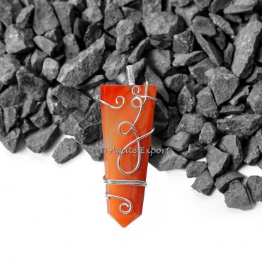 Red Carnelian Wire Wraped Pencil Healing Pendants