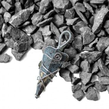 Hematite six Faceted Wire Warp Healing Pendants