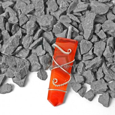 Red Carnelian Wire Wraped Pencil Healing Pendants