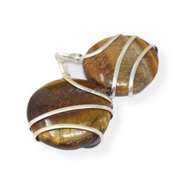 Tiger Eye Round Wire Wrap Pendant