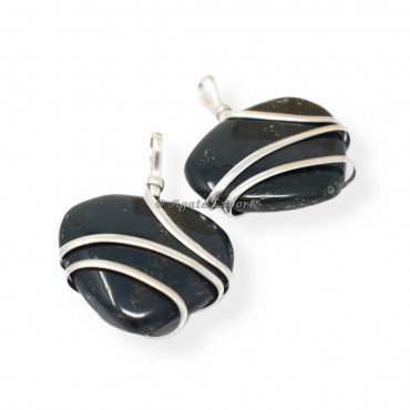 Black Tourmaline Heart Wire Wrap Pendant