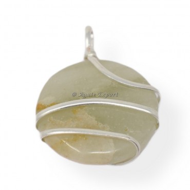 Green Aventurine Round Wire Wrap Pendant