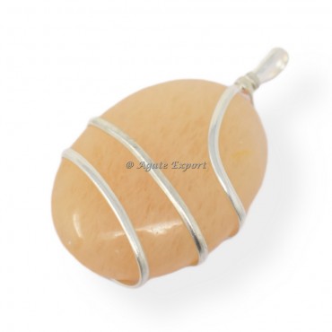 Golden Quartz Oval Wire Wrap Pendant