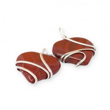 Red Jasper Heart Wire Wrap Pendant