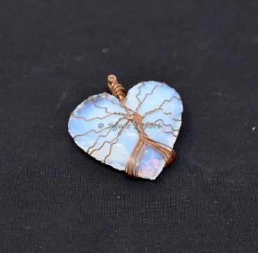 Opal Heart with Tree Wire Wrap Pendant