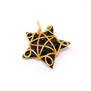 Black Obsidian Star Wire Wrap Pendant